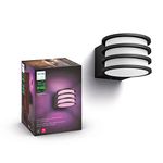 Philips Hue White & Color Ambiance Resonate Outdoor Wall Light Fixture, Smart LED Outdoors Lights (Hue Hub Required, Works with Alexa, Apple Homekit & Google Assistant), Black