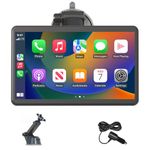 7" Portable Apple Car Play Screen for Vehicle, Wireless Android Auto & Apple Carplay Screen for Car with Bluetooth, GPS Navigation, Voice Control, Mirror Link, FM, AUX