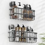 KATIKADDY Shower Caddy Suction Cup 2-Pack Set, No-Drilling New Home Decor, Black Large&Small Shower Organizer Shelf, Heavy-Duty Accessories Storage Rack, For Apartment Tile Wall Bathroom Dorm RV