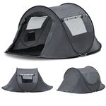 TUKAILAI Pop Up Tent 2-3 People Camping Tent Waterproof Automatic Tent 4 Season Pop-Up tent for Camping Hiking Traveling Beach 245x145x100cm (Grey)