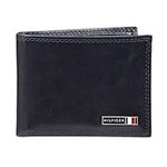 Tommy Hilfiger Men's Genuine Leather Passcase Wallet with Multiple Card Slots, Navy Edisto, One Size