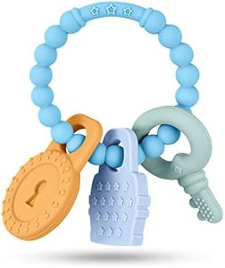 Vicloon Mordedor Bebe Silicona,Mordedor de Entrenamiento de Mordida,sin BPA Forma de Llave Juguetes para la Dentición de Calmar Las Encías de Los Bebés(Azul claro)