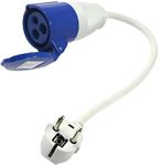 Double Dragon 230V Europe Mains Caravan Converter: 2-Pin 16A Euro Plug to 3-Pin 16A Socket Adapter