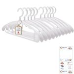 Trrcylp 10 Pack Heavy Duty Plastic Hangers 25 lb Capacity Swivel Hook Clothes Hanger Wide Shoulder Non Slip Thick Coat Hanger (White)