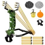 RCZZSUWE Professional Slingshots Set for Hunting, Catapult Hunting & Shooting Slingshot for Adult, High Velocity Tactical Wrist Sling Shot with Ammo Balls,Replacement Rubber Bands,Target(Green)