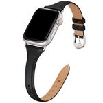 WFEAGL Leather Bands Compatible with Apple Watch Band 40mm 38mm 41mm 42mm 44mm 45mm 46mm 49mm Women, Top Grain Leather Band Thin Slim Strap Wristband for iWatch SE Ultra Series 10/9/8/7/6/5/4/3/2/1