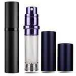 Perfume Atomiser Spray Bottle, Travelofo Mini Perfume Bottles, Travel Perfume Bottle Refillable Spray, 5ml Leak Proof Perfume Dispenser Atomisers for Travel, Luxury Gift for Men Women (Black & Purple)