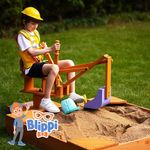 Avenlur Blippi Excavator Ride-On - Sturdy Pinewood, Intuitive Controls, Ergonomic Seat - Ideal for Outdoor Playgrounds, Backyards, Beach - 360° Swivel - Safe for Toddlers and Boys