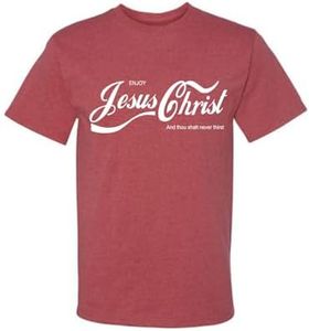 Enjoy Jesus Christ Shirt – Thou Shalt Never Thirst, Funny Christian Gifts for Men Women, Faith Apparel Inspirational Men's T-Shirt, Vintage Heather Red, 4X-Large