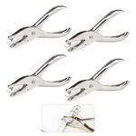 4PCS Single Hole Punch, Metal Single Hole Paper Puncher, Multiple Sheet Capacity Hand Held Hole Puncher for DIY Craft Tags Clothing Ticket Scrapbook Tool