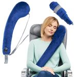 Travelrest Ultimate Travel, Neck & Body Pillow - Strap to Plane & Car Seat - Compact, Comfort and Convenient for Office Napping, Airplane, Bus & Train - Upright Sleeping - Rolls Up Small - Navy