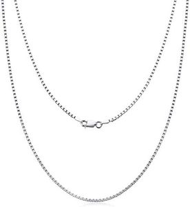 AINUOSHI 18K White Gold/Yellow Gold Sterling Silver 1.8mm Solid 925 Italy Italian Box Chain Necklace, 16" - 24"