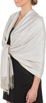 Sakkas 78 inch X 28 inch Silky Soft Solid Pashmina Shawl/Wrap/Stole - Silver Grey