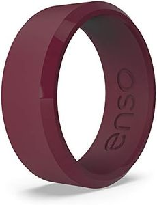 Enso Rings Bevel Classic Silicone Wedding Ring – Hypoallergenic Unisex Wedding Band – Comfortable Band for Active Lifestyle – 8mm Wide, 2.16mm Thick Oxblood Size: 9