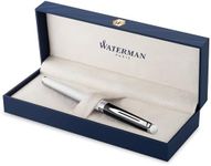 Waterman Hémisphère Fountain Pen | Black & White Lacquer with Palladium Coated Trim | Stainless steel Fine Nib | Blue Ink | Gift Box