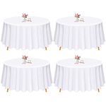 Pesonlook Round Tablecloth - 4 Pack 90 Inch White Round Table Cloths,Premium Polyester Resistant Table Cover for Wedding, Party, Dining,Banquet,Buffet Table, Holiday,Dinner Tables Decorate