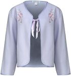 Slenderella Ladies Polar Fleece Ribbon Tie Bed Jacket Floral Embroidered House Coat UK 12/14 (Lilac)