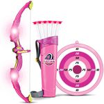 Liberty Imports Pink Light Up Princess Archery Bow And Arrow Toy Set for Girls With Arrows, Target, and Quiver