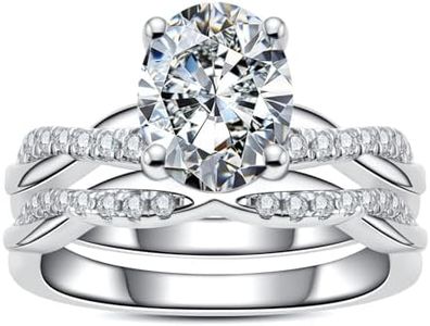 AnuClub Oval Cut Moissanite Wedding Rings Sets Infinity Bridal Set 3.48cttw D Color VVS1 925 Sterling Silver Twisted Vine Engagement Promise Anniversary Rings for Women with Certificate Size 7.5