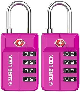 TSA Approved Travel Luggage Locks, Open Alert Combination Lock for School Office & Gym Locker,Toolbox, Pelican Case,Easy Read Dials- 1, 2 & 4 Pack (1, Pink 2 Pack)