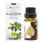 Essences Bulgaria Organic Black Pepper Essential Oil 15ml Piper nigrum - 100% Pure Natural Undiluted Therapeutic Grade for Aromatherapy Humidifier and Relaxing Massage to Ease Joint Ache