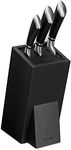 Navaris Universal Knife Block Holder - Rubber Wood Stand with Bristles to Fit Different Sizes of Knives - Angled Design, 9.8" x 5.9" x 4.1’" - Black