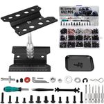 RC Car Repair Work Stand 652 PCS Screw Kit RC Repair Tool Kit Universal RC Screw Set for Arrma Redcat Traxxas Axial HPI Losi 1/8 1/10 1/12 1/16 Scale RC Cars Trucks Crawler