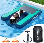 VEBESYET Inflatable Dog Water Ramp, Dog Floats Ramp Ladder for Pools, Boats, Docks, Sea and Lake, Non-Slip EVA 4ft x 3.3ft Platform for Dogs Up to 180LBS