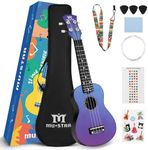 MUSTAR Soprano Ukulele, 21 Inch Basswood Ukulele for Beginners, Ukuleles Kit With Gig Bag, Strap, Picks, Cloth, Sticker, Ukulele Gift for Adults Teenagers