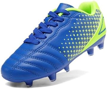 DREAM PAIRS Boys Girls Outdoor Sport Football Shoes Soccer Cleats for Little/Big Kid,Size 13 Little Kid,Royal/Blue/Neon/Green,SUPERFLIGHT-1K