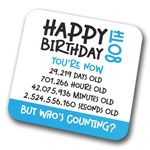 80th Birthday Coaster - Celebrate 80 Years in Seconds, Minutes, Hours, and Days. Novelty Drink Coasters for Tea and Coffee for Christmas and Birthdays (Modern) (Blue, 80 Years Old)