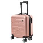 SA Products Rose Gold Cabin Suitcase 45x36x20cm - Lightweight Hardshell Carry On Luggage with 4 Spinner Wheels, Telescopic Handle - Cabin Bag with Divider Pocket, Travel Case with Spacious Interior