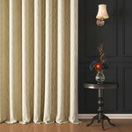 Story@Home Blackout Curtains for Door 7 Feet Long Set of 3, Thermal Insulated, Curvy Line Dot Design 100% Room Darkening Blackout Curtain | Noise Reducing Curtains for Living Room, 116 x 215 cm, Beige