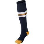 CHAMPRO Striped Baseball Socks, 1 Pair, Large, Navy, White, Gold
