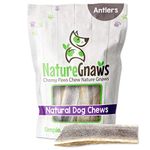Nature Gnaws Elk Antlers for Large Dogs - Premium Natural USA Antler - Long Lasting Dog Bones for Aggressive Chewers - 5-8 Inch Mix of Split and Whole