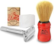 TSF Shaving Set with Omega Brush Bloc Osma and The Shave Factory Safety Razorred, RED, 1 count