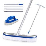 Masthome Pool Brush Set,63” Long Handle Swimming Pool Scrub Brush,Pool Cleaning Set Include Hand Brush for Tile and Wall Cleaning,Blue