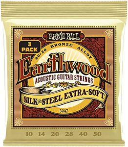 Ernie Ball Earthwood Silk and Steel Extra Soft 80/20 Bronze Acoustic Guitar Strings 3 Pack - 10-50 Gauge