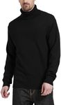 Kallspin Men's Turtleneck Sweaters Wool Blend Mid-Weight Highneck Pullover Sweaters(Black,4X-Large)