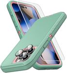 MXX Heavy Duty Made for iphone 15 pro Max Case with Tempered Glass Screen, Camera Lens Protector 3-Layer Full Body Protection Shockproof Dustproof Cover for 15 pro Max Phone Case 6.7"(Aqua/Light Pink)