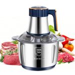 Meat Grinders, 5L 500W Meat Mincer Electric Food Chopper Meat Blenders Meat Grinder Food Chopper Food Grinder Stainless Steel Bowl Chopper for Meat Vegetables Fruits (Blue)