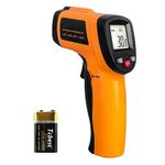 Real Instruments Plastic Non-Contact Digital Handheld Laser Infrared Thermometer -50°C To +550°C Infrared Gun With Back Light Lcd Display Laser Target Point Instant Read, Orange, Pack of 1