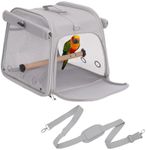 GRLEAYIE Portable Small Bird Travel Cage Carrier, Parrot Parakeet Cockatiels Bird Travel Cage, Lightweight Travel Bird Cage with Stand and Easy Clean Tray