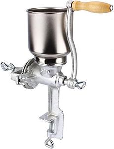 Manual Grain Grinder Hand Crank Grain Mill Table Clamp Corn Grinder Mill Cast Iron Coffee Seed Spice Beans Crusher with Large and Wooden Handle for Home Kitchen