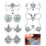 SJENG7 Pcs Rhinestone Pasties Crystal Breast Covers Body Jewelry Stick Nipple Pasties Breast Body Gems Temporary Chest Stickers for Women Girls Men Makeup Decor Rave Festival Party