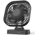 xasla 5'' AA Battery Operated Fan, Desk Fan with Timer, 3 Speeds, Extra Quiet, 7-Blade Design, Adjustable Angle, for Office Desk, Bedroom and Outdoor (without Batteries)