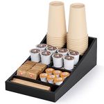 ANBOXIT Coffee Station Organizer for Countertop, Coffee Organizer for Office, Coffee and Tea Organizer for Home, Coffee Condiment Tray, Coffee Bar Accessories and Decor - Wooden, Black, 7 Compartment