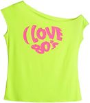 JustinCostume Women's 80's T Shirt 1980's Costume (Medium, Print A)