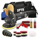 Electric Car Polisher, SPTA 7 Inch 180mm Rotary Polisher Car Polisher Electric Polisher RO Polisher & Polishing Pads Set for Auto Buffing and Polishing