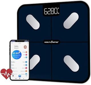 HealthSense Bluetooth BMI Weight Machine for Body Weight, Digital Body Fat Analyzer Machine & Smart Body Composition Scale with Mobile App, 15 Body Composition, LED Display, BIA Technology & 1 Year Warranty - HealthU+ BS 181